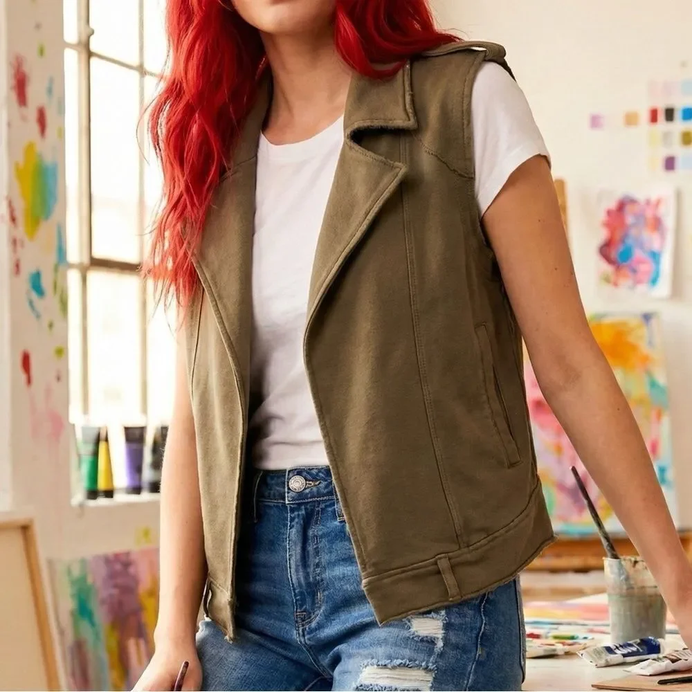 JOE’S Jeans  Trucker Cotton Knit Army Green Cropped Vest M